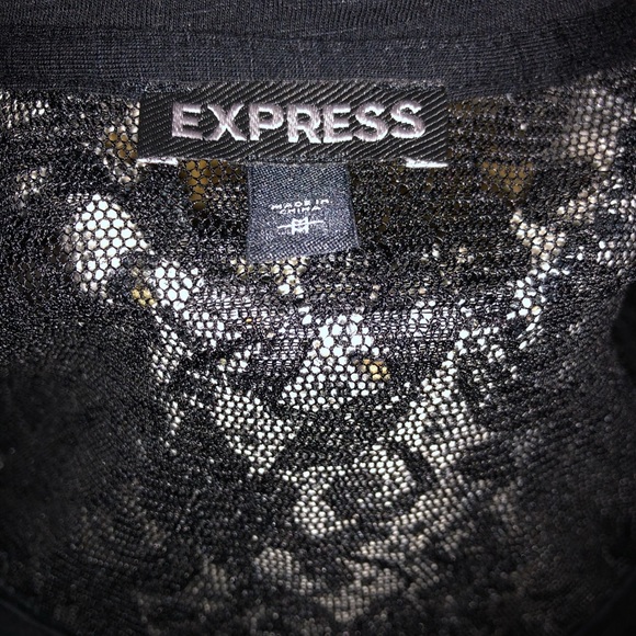 Express Black and Gold Lace Back Dress Top - Picture 3 of 3